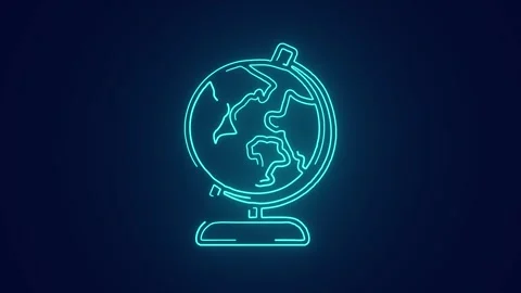 World study continents globe neon animation Stock Footage 241836663