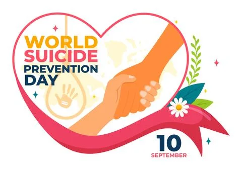 World Suicide Prevention Day Vector Illustration on September 10 with a Han.. Stock Illustration
