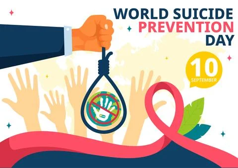 World Suicide Prevention Day Vector Illustration on September 10 with a Han.. Stock Illustration