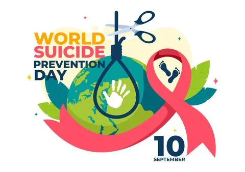 World Suicide Prevention Day Vector Illustration on September 10 with a Han.. Stock Illustration