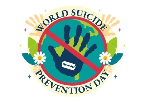 World Suicide Prevention Day Vector Illustration on September 10 with a Han.. Stock Illustration