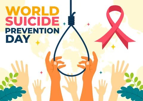 World Suicide Prevention Day Vector Illustration on September 10 with a Han.. Stock Illustration