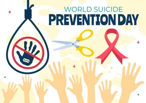 World Suicide Prevention Day Vector Illustration on September 10 with a Han.. Stock Illustration