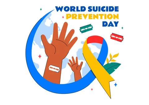World Suicide Prevention Day Vector Illustration on September 10, Featuring.. Stock Illustration