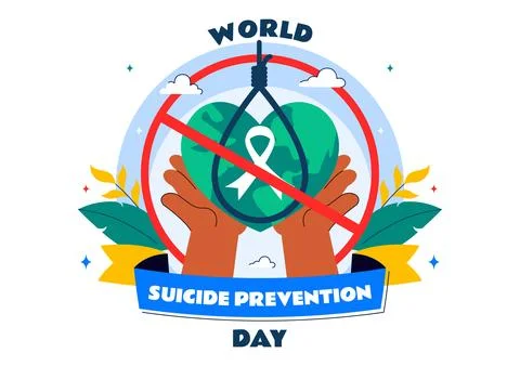 World Suicide Prevention Day Vector Illustration on September 10, Featuring.. Stock Illustration