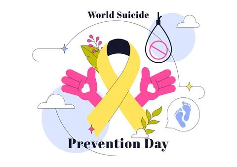 World Suicide Prevention Day Vector Illustration Featuring Mental Health Aw.. Stock Illustration