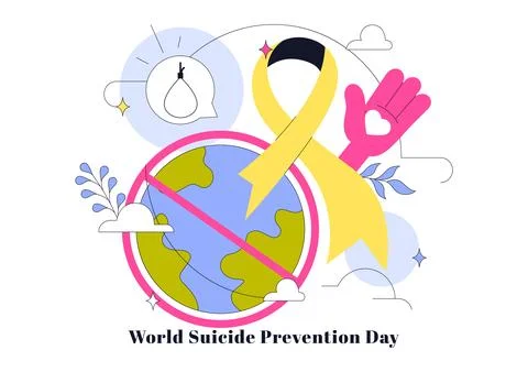 World Suicide Prevention Day Vector Illustration Featuring Mental Health Aw.. Stock Illustration