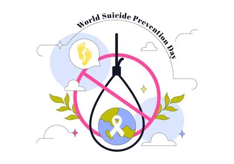 World Suicide Prevention Day Vector Illustration Featuring Mental Health Aw.. Stock Illustration