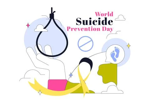 World Suicide Prevention Day Vector Illustration Featuring Mental Health Aw.. Stock Illustration