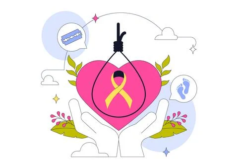 World Suicide Prevention Day Vector Illustration Featuring Mental Health Aw.. Stock Illustration