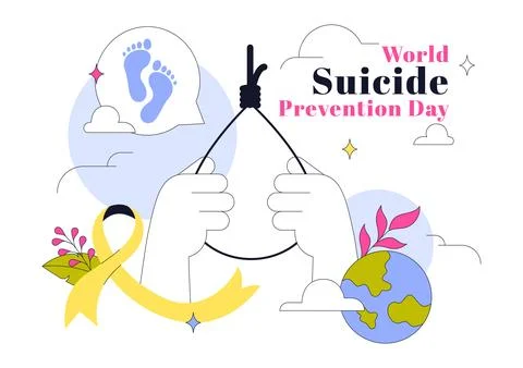World Suicide Prevention Day Vector Illustration Featuring Mental Health Aw.. Stock Illustration