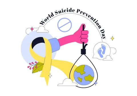 World Suicide Prevention Day Vector Illustration Featuring Mental Health Aw.. Stock Illustration