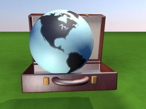 World in a suitcase Ilustração Stock