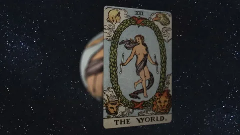 The World tarot card revolves around spherical incarnation - loop (21) HD Video stock 151671785