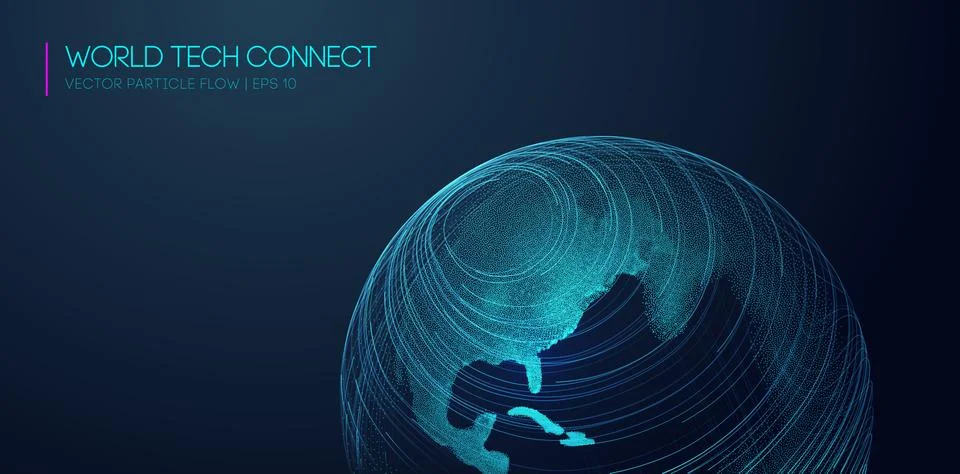 World tech connect earth globe. Computer world connectivity structure analysis Stock Illustration