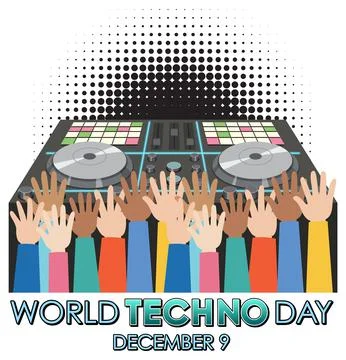 World techno day text banner design Stock Illustration