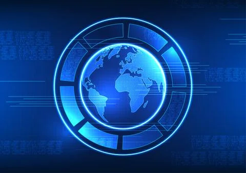 World technology surrounded by technology circle with number code Refers to.. Stockillustratie