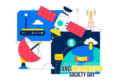World Telecommunication Day Vector Illustration With Global Network Connect.. Stock Illustration