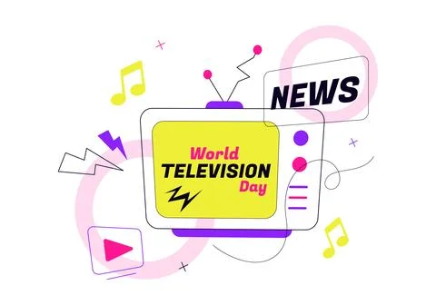 World Television Day Vector Illustration Featuring Retro TV, News Broadcast.. Stock Illustration