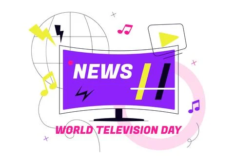 World Television Day Vector Illustration Featuring Retro TV, News Broadcast.. Stock Illustration