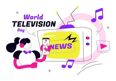 World Television Day Vector Illustration Featuring Retro TV, News Broadcast.. Stock Illustration