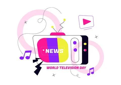 World Television Day Vector Illustration Featuring Retro TV, News Broadcast.. Stock Illustration