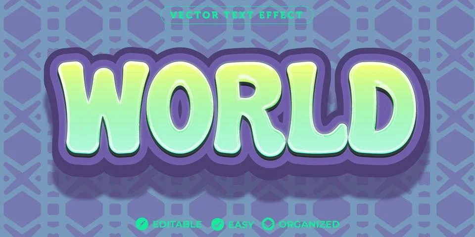 World Text Effect,Fully Editable Font Text Effect Stock Illustration