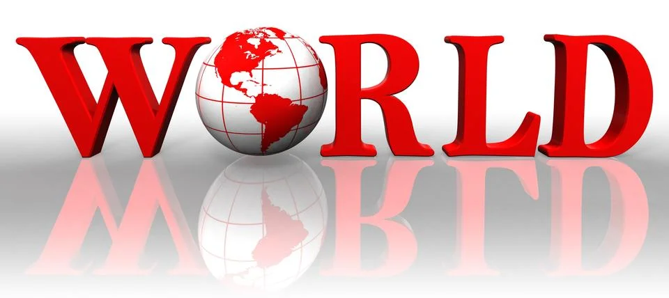 World Text with Globe Reflection 스톡 일러스트
