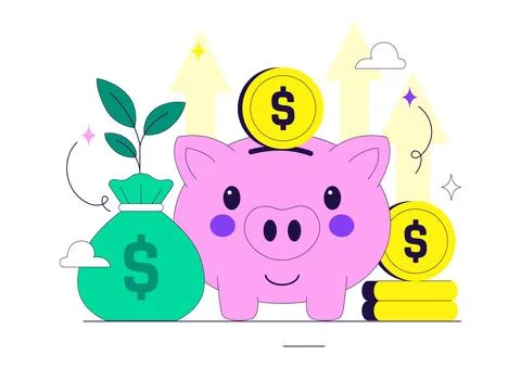 World Thrift Day Vector Illustration Featuring Smart Saving, Piggy Bank, Fi.. Illustrazione stock