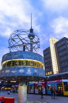World Time Clock in Alexanderplatz, Berlin, Germany Foto stock