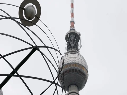 World Time Clock Urania at Alexanderplatz in Berlin Stock Footage 80089683