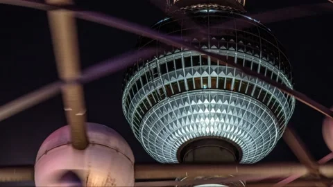 World Time Clock Urania and TV Tower at Alexanderplatz in Berlin Vídeo Stock 145803287