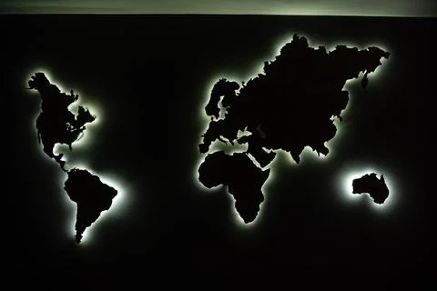 World Time display with Map in Night Version Stock Photos