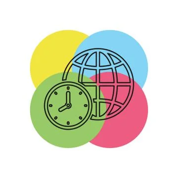 World time illustration, global time map zone Stock Illustration