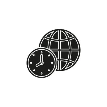 World time illustration, global time map zone symbol Stock Illustration