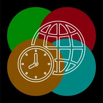 World time illustration, global time map zone Stock Illustration