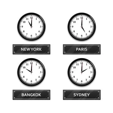 World time zone clock isolated on white background, vector illustration Stock Illustration