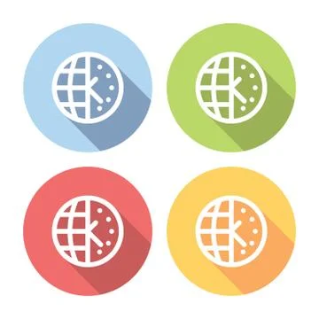World Time Zone Flat Icons Set Stock Illustration