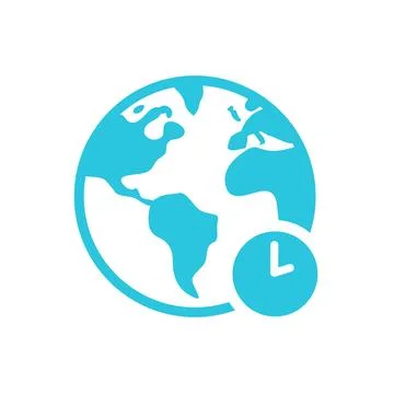 World Time zone icon. Isolated on white background. Blue icon set. Stock Illustration