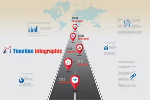 World Timeline Infographic, Vector Illustration Illustrazione stock