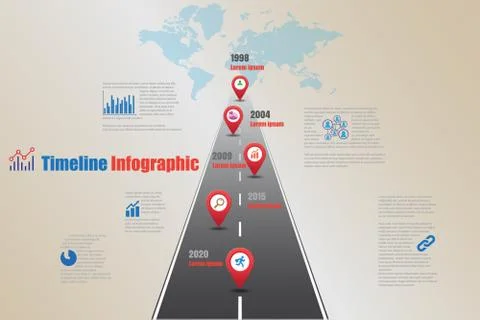 World Timeline Infographic, Vector Illustration Stock Illustration