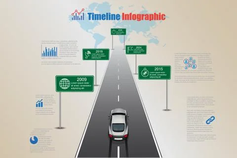 World Timeline Infographic, Vector Illustration Illustrazione stock