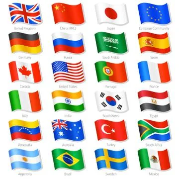 World Top Countries Vector National Flags Stock Illustration