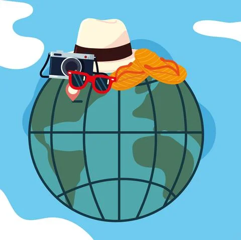 World tourism objects Stock Illustration