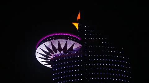 World trade center in Doha at night. Qatar Stock Footage 33890774