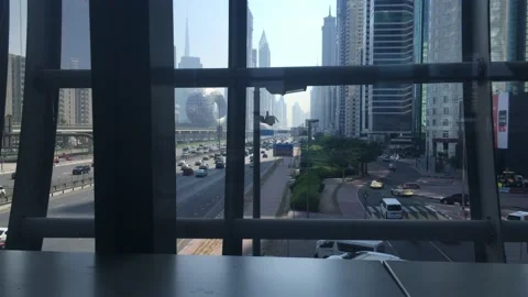 World Trade Center Metro Freeway Dubai United Arab Emirates Street Traffic City Stock Footage 219606504