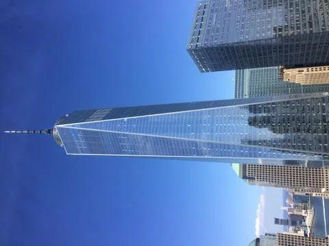 World Trade Center , New York City against blue sky Stock Photos