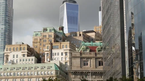 World Trade Center skyscraper tower building. New York City Manhattan Downtown Vidéo 329286294