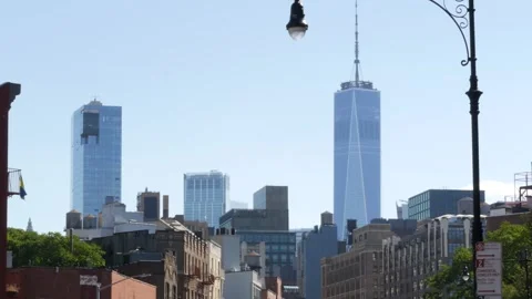 World Trade Center skyscraper tower building New York City Manhattan Downtown Vídeo Stock 329958741