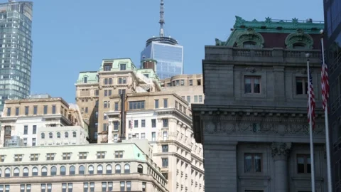 World Trade Center skyscraper tower building. New York City Manhattan Downtown Stock Footage 332692907